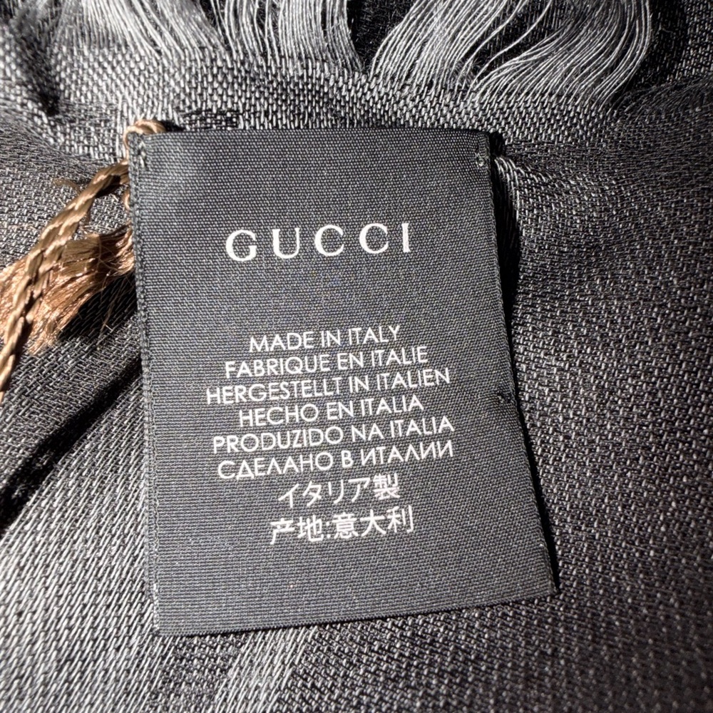 Gucci Beige/Ebony Wool And Silk GG Survive Shawl Scarf - Picture 5 of 7